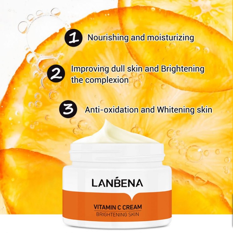 LANBENA Vitamin C Vegan Skin Care Series Brightening Face Cream Hydrating Toner Firming Serum Cream 5pcs