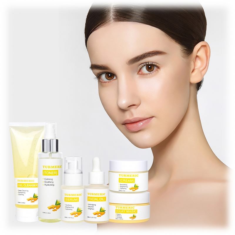 OEM Private Label Anti-Aging Anti-Acne Vegan Skin Care Gift Set Organic Turmeric & Hyaluronic Acid Brightening Ingredients