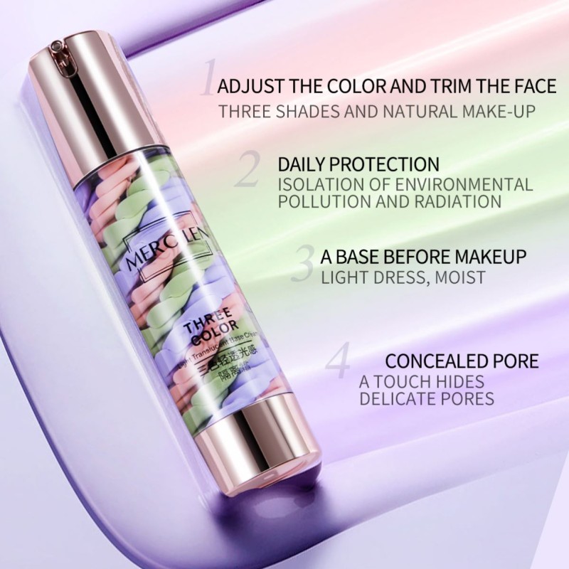 MERCILEN Whitening Liquid Make-Up Base 3-Color Concealer Cream Waterproof Priming Natural Ingredients Foundation Priming Cream