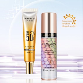 Moisturizing Face Makeup Foundation Base Cosmetic SPF50 Ultra Protect Sunscreen+three Colors Brighten Primer Make up Cream Vegan