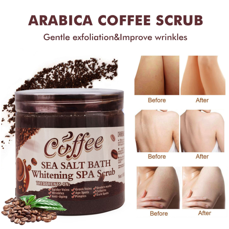 350g Coffee Wet Salt Bath Scrub Cream Form Moisturizing Exfoliating Chicken Skin and Dead Skin Remove Body Scrub