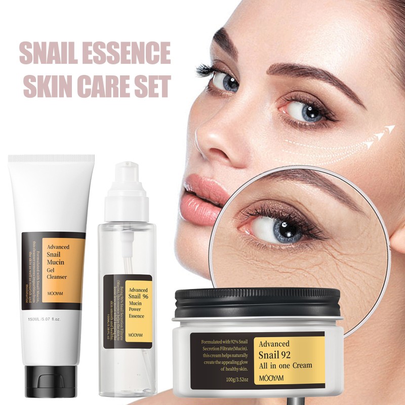Korean Organic Whitening Moisturizing Repair Snail Mucin Collagen Set for Facial Anti Aging Advanced Snail Mucin Skin Care Set