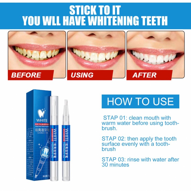 Professional Custom 3ml Natural Teeth Whitening Gel Pen Home Use Press Twist Cleaning Teeth Whitening Pen