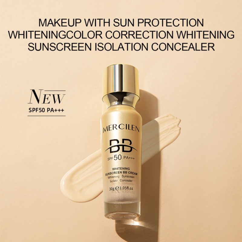 Private Label OEM Cosmetics Lightweight Long Lasting Face Makeup Full SPF50+++ Sunscreen Coverage Waterproof BB Cream