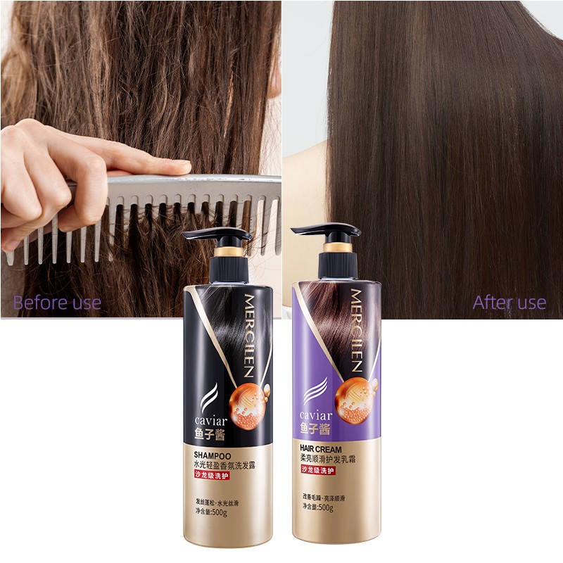 Caviar Extract Repair Smoothing Hair Care Set Strengthening Provide Bath Professional Organic Shampoo and Conditioner Set