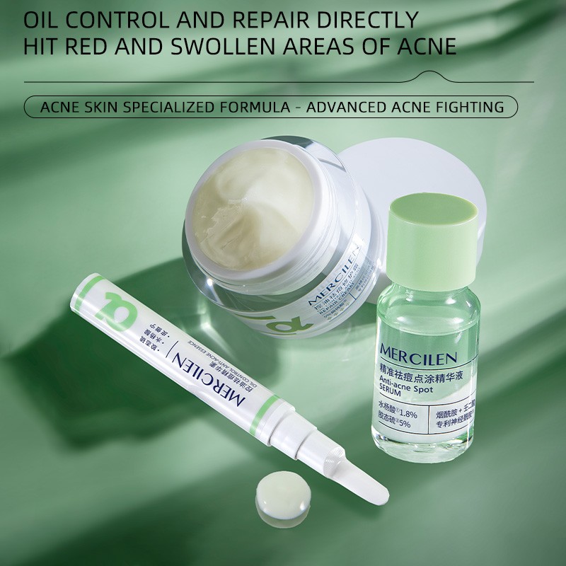 Anti-Acne Facial Skin Care Set Natural Dark Spots Pimples Remover Acne Whitening and Nourishing Tea Tree Acne Skin Care Set