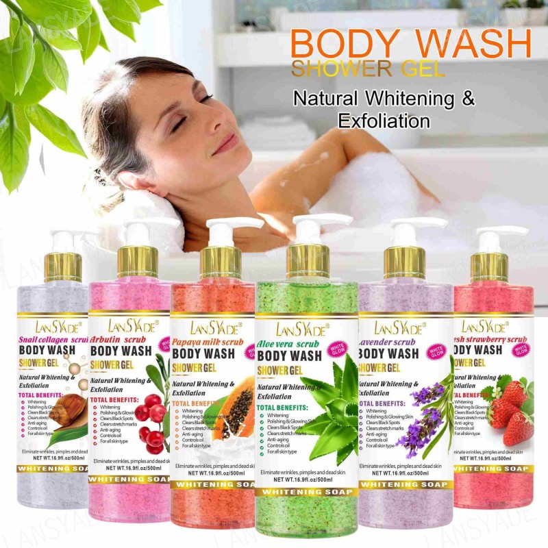 Whitening Vitamin C Turmeric Fruits Body Wash Shower Gel Moisturizing Exfoliating Scrub Bath Liquid Skin Care Body Wash