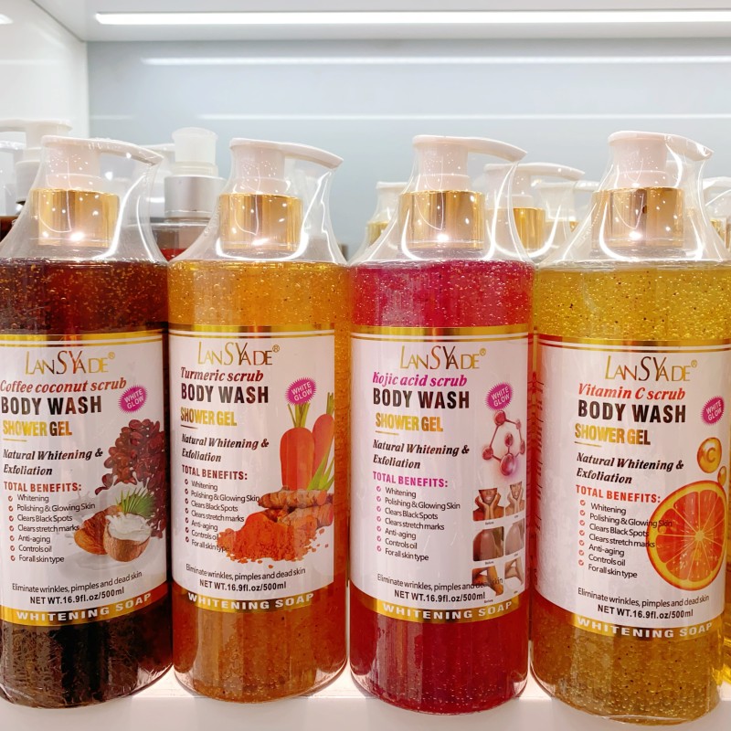 Whitening Vitamin C Turmeric Fruits Body Wash Shower Gel Moisturizing Exfoliating Scrub Bath Liquid Skin Care Body Wash