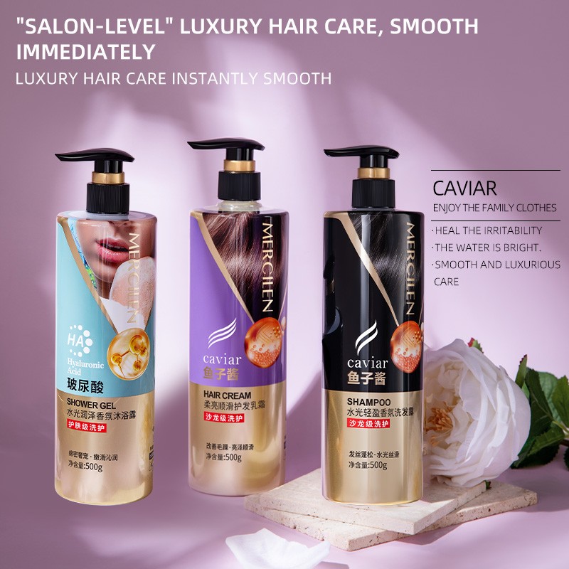 Caviar Extract Repair Smoothing Hair Care Set Strengthening Provide Bath Professional Organic Shampoo and Conditioner Set