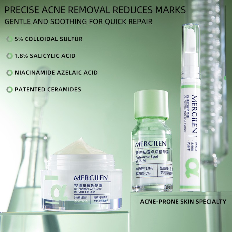 Anti-Acne Facial Skin Care Set Natural Dark Spots Pimples Remover Acne Whitening and Nourishing Tea Tree Acne Skin Care Set