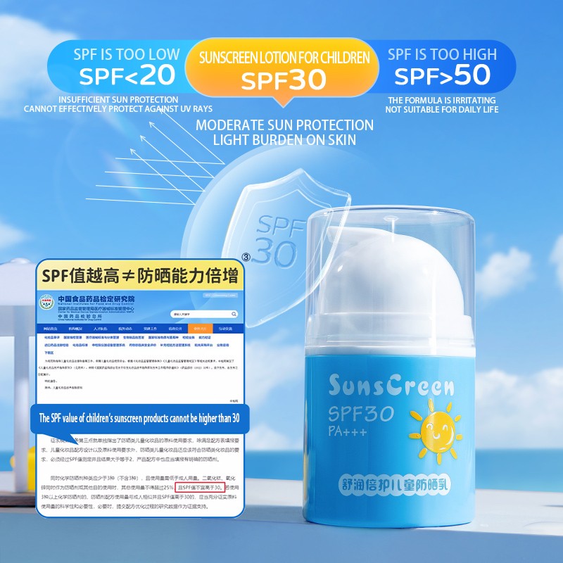 MERCILEN Private Label Kids Summer Outdoor Sunscreen Vegan Natural Organic Physical Sunscreen Lotion SPF Exclusive for Children