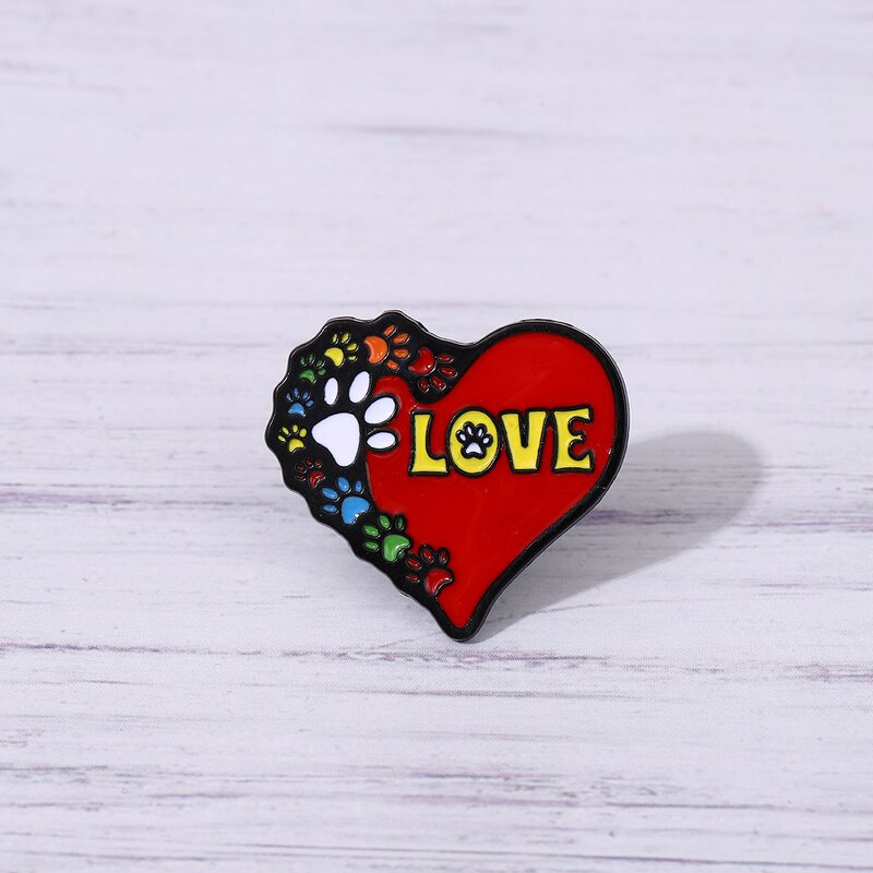 Enamel Pin Factory - Cartoon Cat Paw Love Brooch