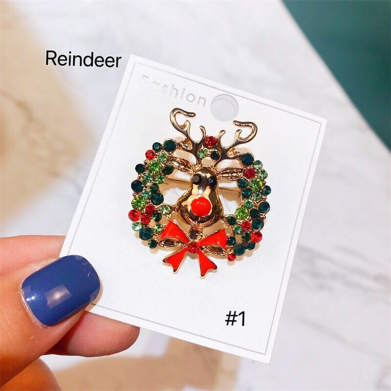 Christmas Brooch Factory - Tree Snowman Rhinestone Pin