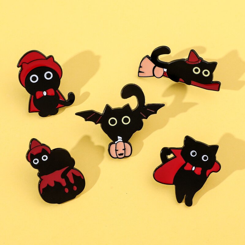 Cartoon Brooch Factory - Black Cat Bat Wing Pin