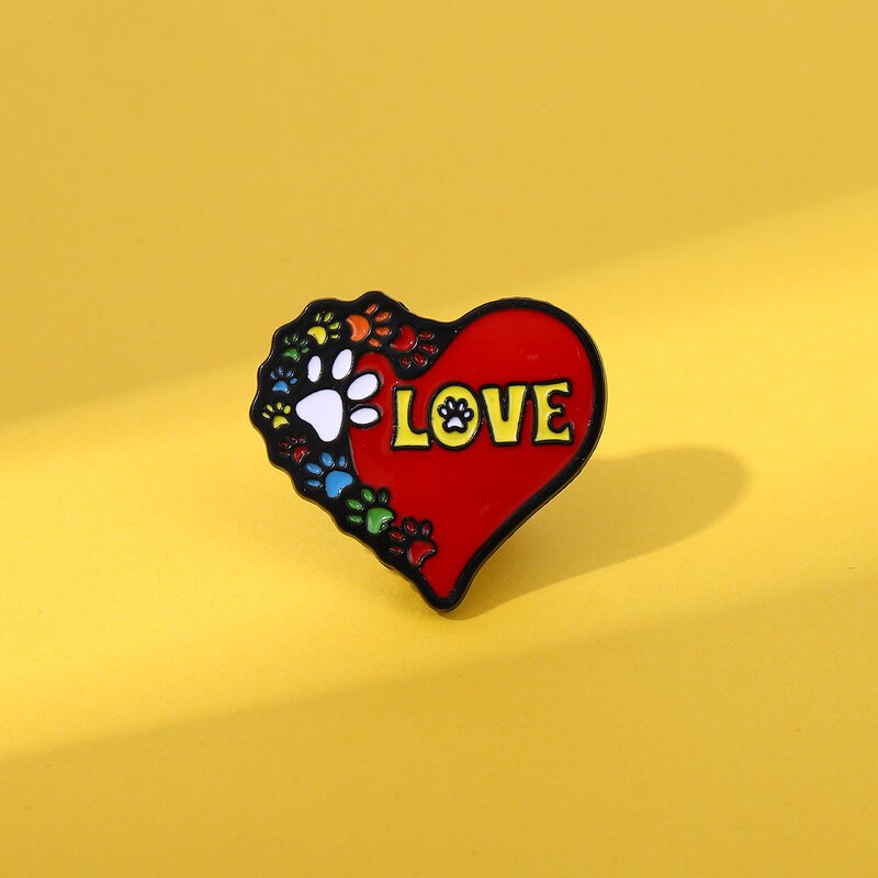 Enamel Pin Factory - Cartoon Cat Paw Love Brooch