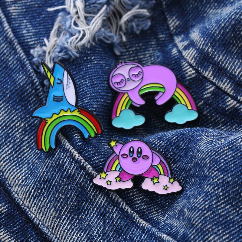 Enamel Pin Factory - Kawaii Sloth Shark Brooch