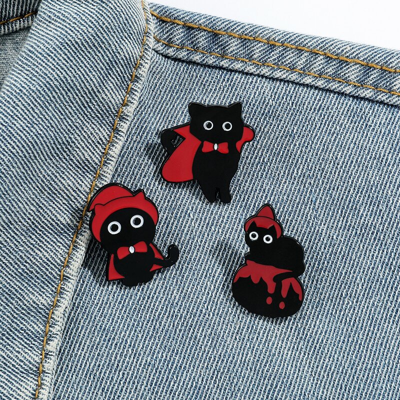 Cartoon Brooch Factory - Black Cat Bat Wing Pin