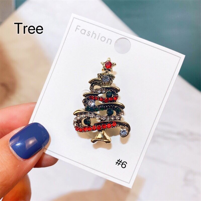 Christmas Brooch Factory - Tree Snowman Rhinestone Pin