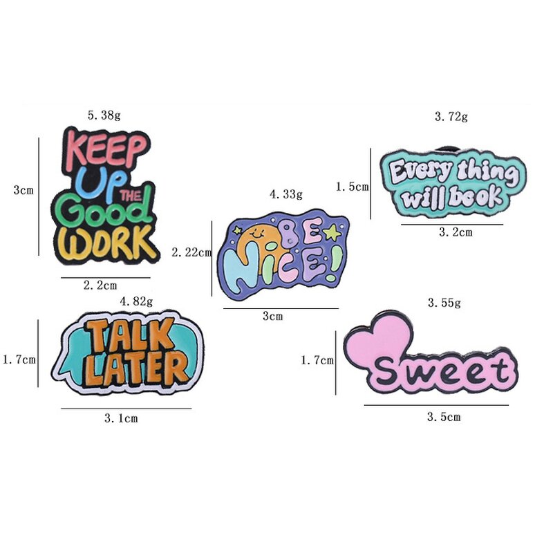 Enamel Pin Factory - Funny Letter Sentence Brooch