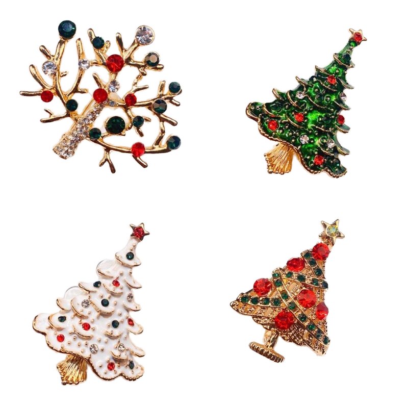 Christmas Brooch Factory - Tree Snowman Rhinestone Pin