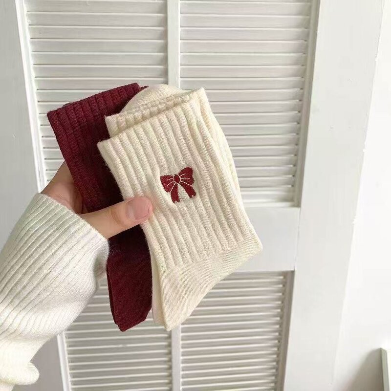 Women's Socks Factory - Embroidery Bow Anchor Socks