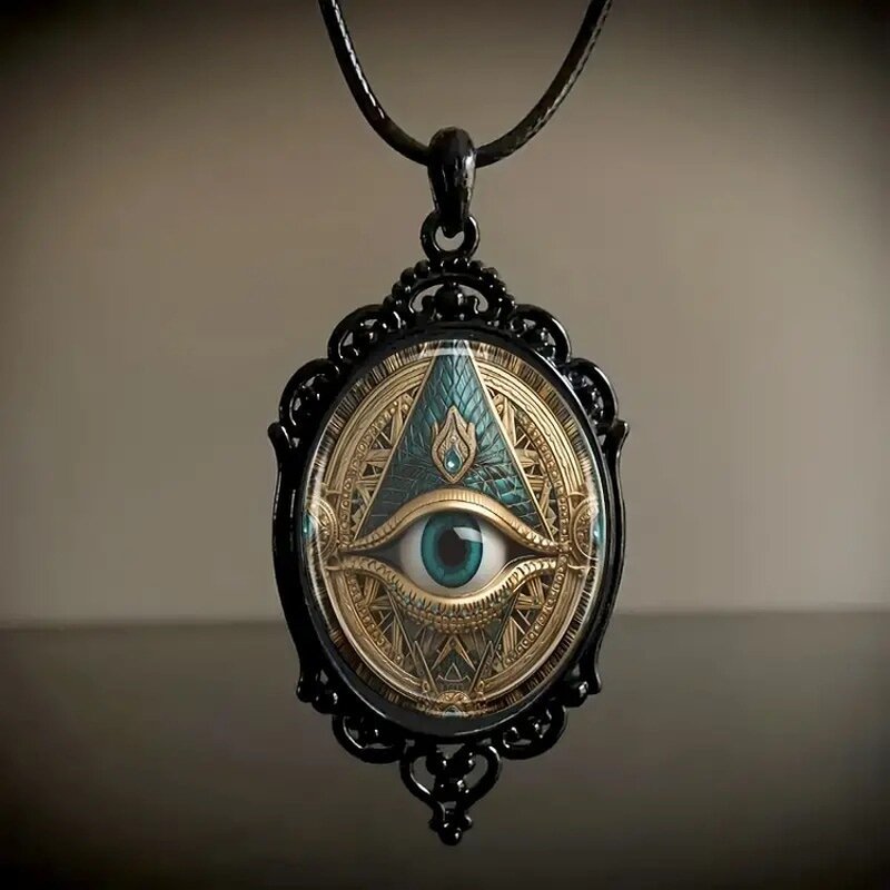 Eye Necklace Factory - Black Frame Glass Pendant
