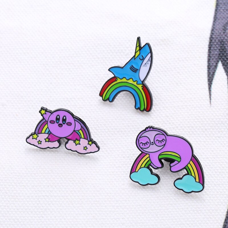 Enamel Pin Factory - Kawaii Sloth Shark Brooch