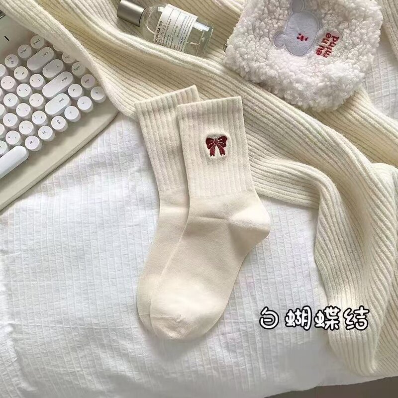 Women's Socks Factory - Embroidery Bow Anchor Socks