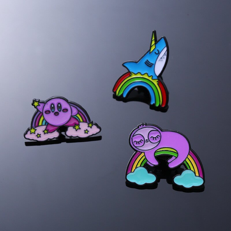 Enamel Pin Factory - Kawaii Sloth Shark Brooch