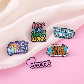 Enamel Pin Factory - Funny Letter Sentence Brooch