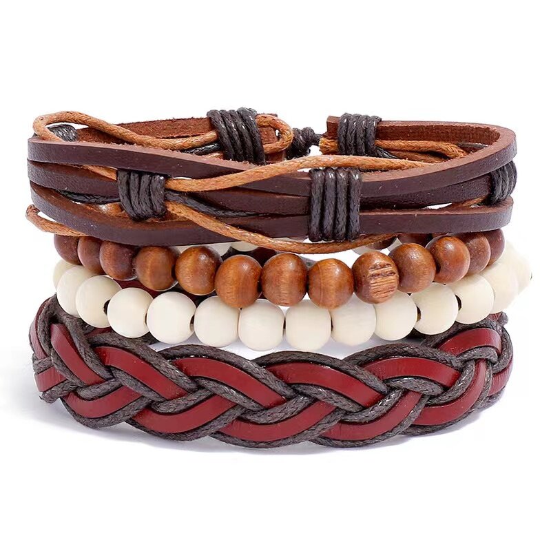 Bracelet Set Factory - 4pcs Punk Braided Leather Set
