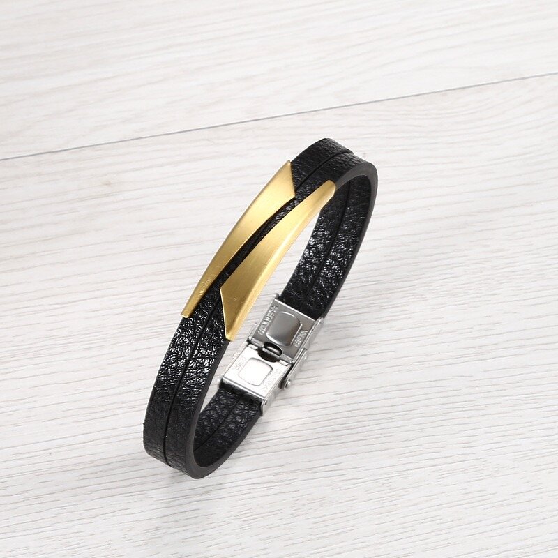 Titanium Steel Bracelet Factory - Simple Bar Leather Bracelet