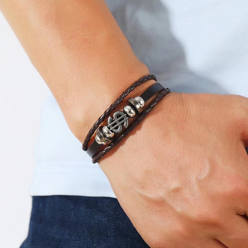 Dollar Bracelet Factory - Punk Multi-layer Leather Bracelet
