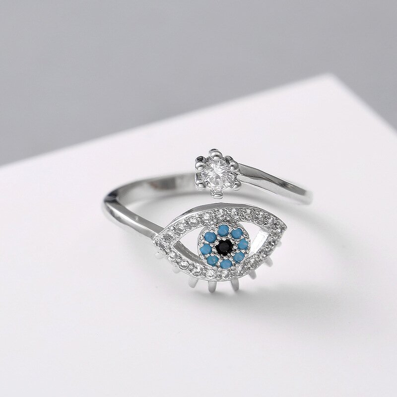 Adjustable Ring Factory - Evil Eye Crystal Open Ring