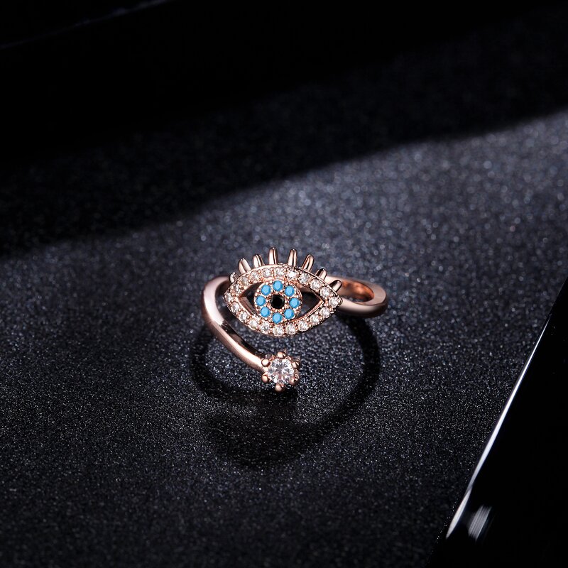 Adjustable Ring Factory - Evil Eye Crystal Open Ring