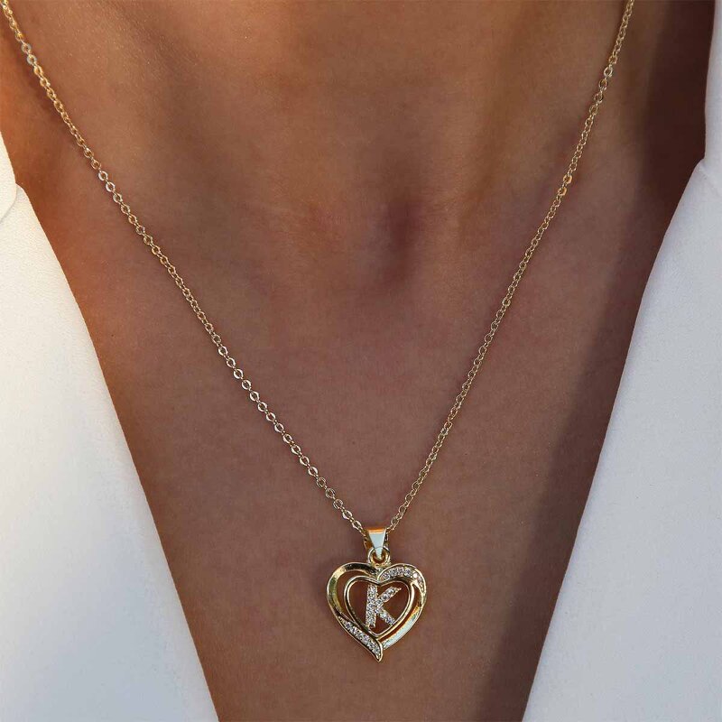 Initial Necklace Factory - 18K Gold Plated Heart Pendant