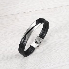 Titanium Steel Bracelet Factory - Simple Bar Leather Bracelet