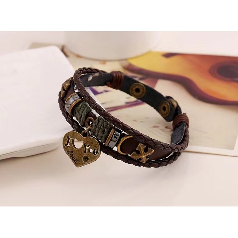 Charm Bracelet Factory - Braided Cowhide I Love You Bracelet