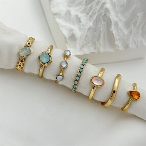 Ring Set Factory - 7pcs Vintage Gem Knuckle Ring Set