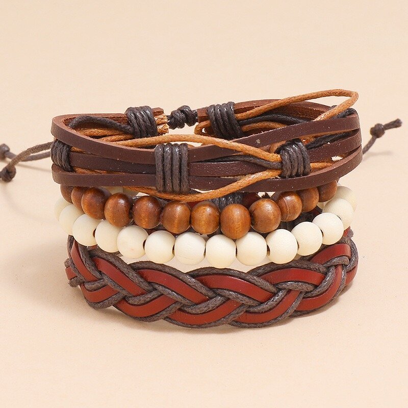 Bracelet Set Factory - 4pcs Punk Braided Leather Set