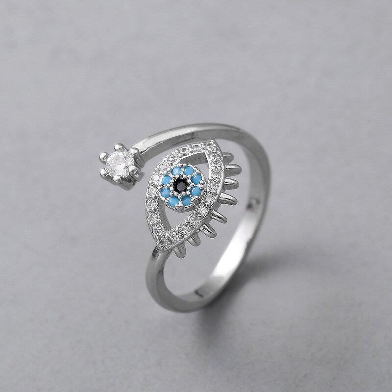 Adjustable Ring Factory - Evil Eye Crystal Open Ring