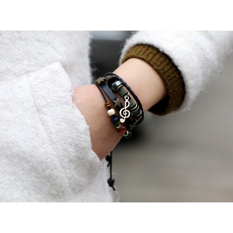 Punk Bracelet Factory - Music Symbol Leather Bracelet