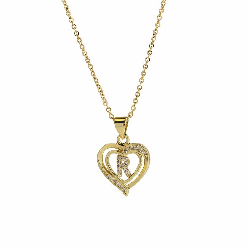 Initial Necklace Factory - 18K Gold Plated Heart Pendant