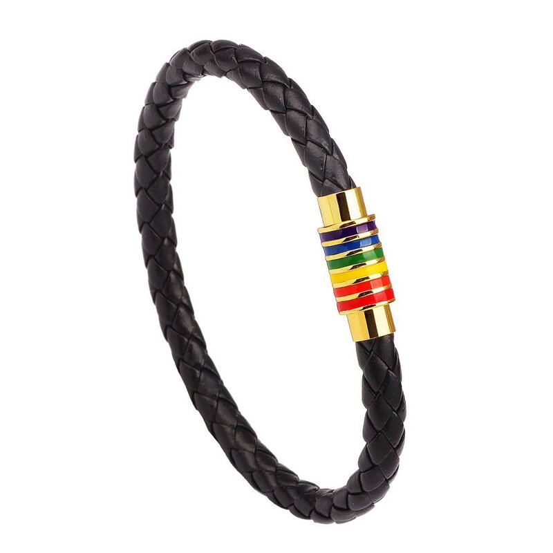 Rainbow Bracelet Factory - Leather Alloy Pride Bracelet