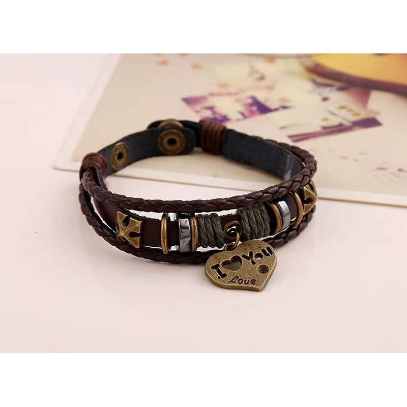 Charm Bracelet Factory - Braided Cowhide I Love You Bracelet