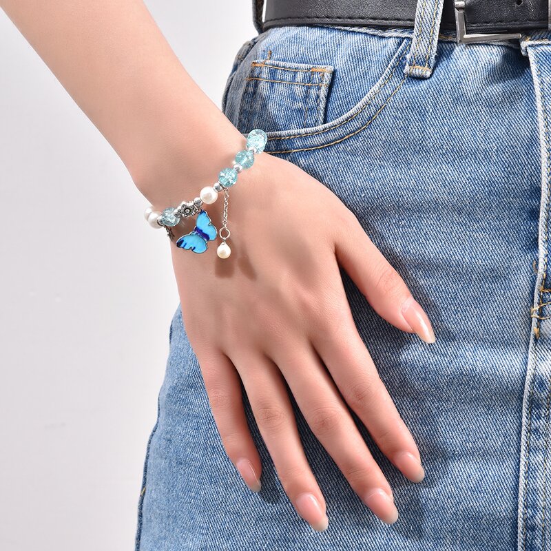 Adjustable Bracelet Factory - Butterfly Pendant Bead Bracelet