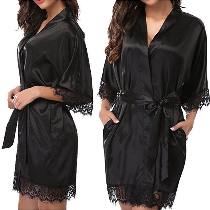 Low Price Woman Lace Robe Female Lace Bathrobe Robes Sleepwear Ladies