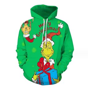 OEM  Christmas Polyester Hoodies for Sublimation Blank Mens Oversized 3d Custom Print All Over Streetwear