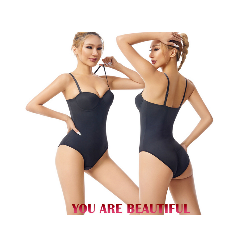 Women's Shapewear Bodysuit with Built-In 4 Steel Nylon Bra Silk Material Seamless and Breathable Design