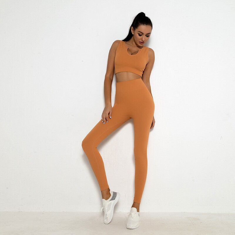 Factory 2 PCS Women Printed Yoga Leggings Running Workout Clothing Yoga Suit Top Sports Wear Gym Fitness Set